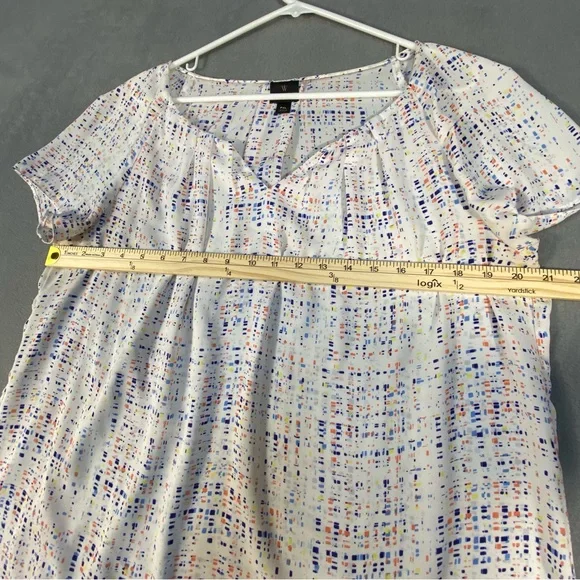 Worthington Petite Women’s White with Pattern print Blouse, Short Sleeves, PXL - Picture 8 of 8
